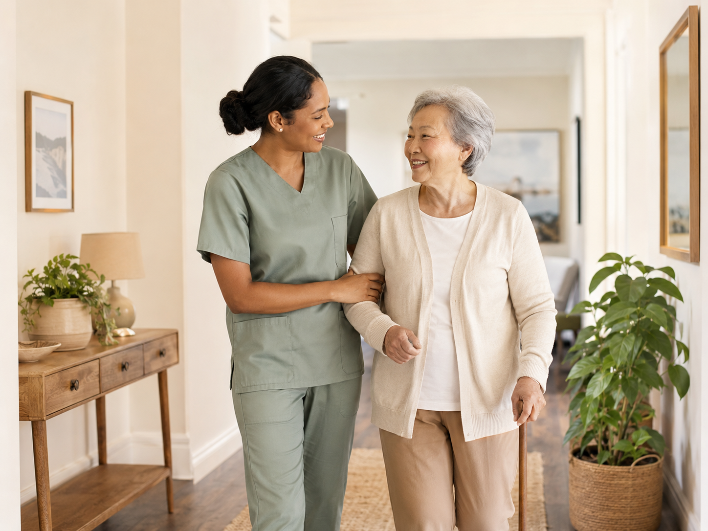 LumeraCare caregiver with resident